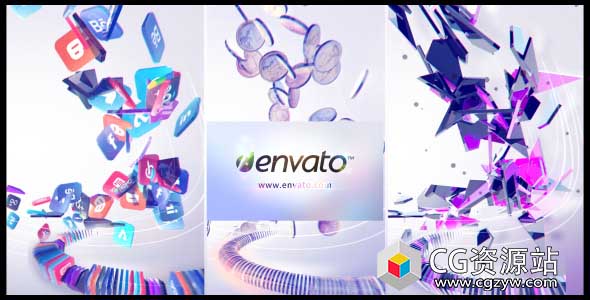 AE模板-企业标志三维图标汇聚Logo动画 Particle Attack Logo Reveal