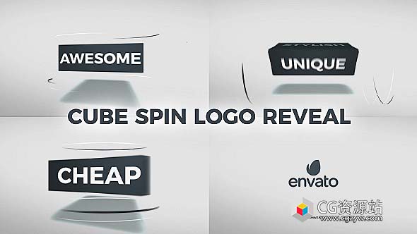 AE模板-立方体旋转翻转文字Logo动画 Cube Spin Logo Reveal 免费下载