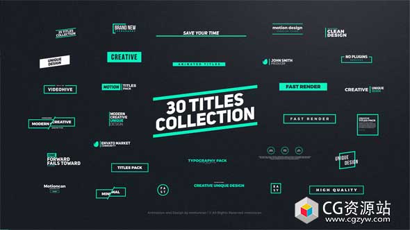 AE模板-30组优雅企业图形文字标题动画 Titles Animation