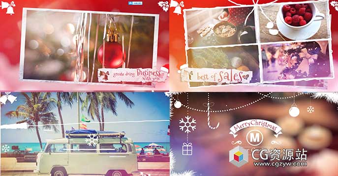 AE模板-圣诞节快乐照片视频回忆幻灯片动画