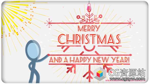 AE模板-圣诞愿望火柴人圣诞节卡通片头 Christmas Wishes