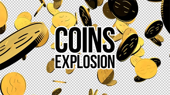 三维空间金币散落高清视频素材Coins-Explosion