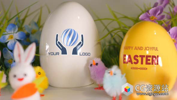 AE模板-复活节假期问候鸡蛋卡片祝福片头Easter Greetings Digital Signage