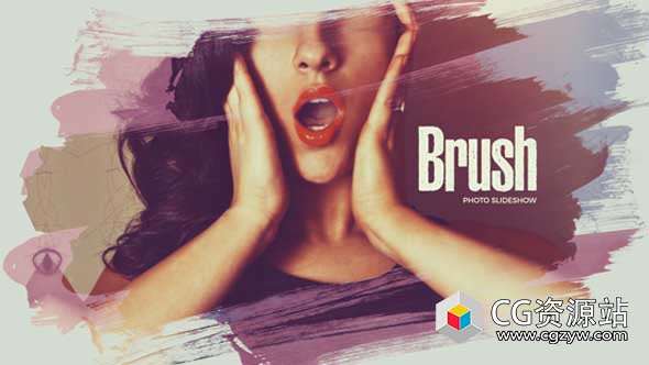 AE模板-水彩笔刷照片幻灯片图片相册片头beautiful-brush-photo-slideshow