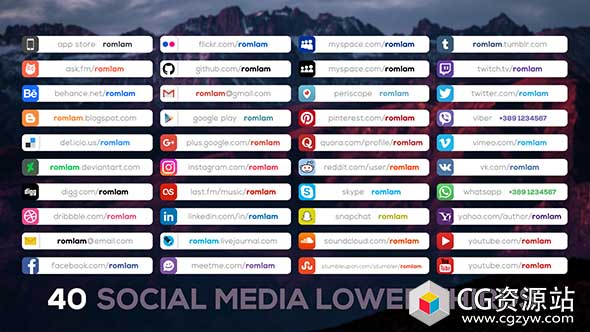 AE模板-社交媒体文字标题字幕条动画Social Media Lower Thirds1免费下载