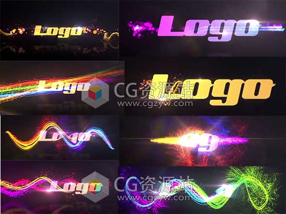 AE模板-8种抽象多彩漂亮粒子沿轨迹闪烁运动Logo动画