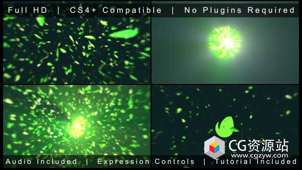 AE模板-花瓣叶子汇聚爆炸Logo动画 Leaf Blast Opener