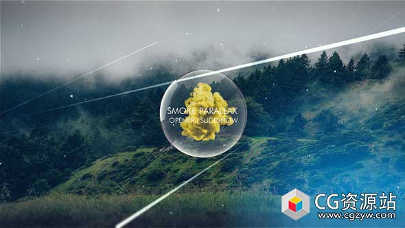 AE模板-婚礼风景图片烟雾玻璃球风景照片视差幻灯片Smoke Parallax Opener I Slideshow