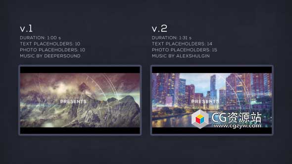 AE模板-视差小故障幻灯片科技感元素图片开场 Parallax Glitch Slideshow