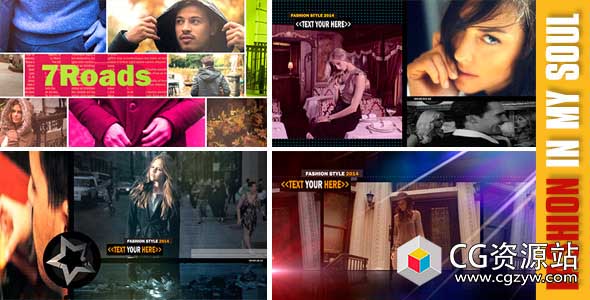 AE模板-商业企业促销时尚分屏视频包装开场 Fashion in My Soul