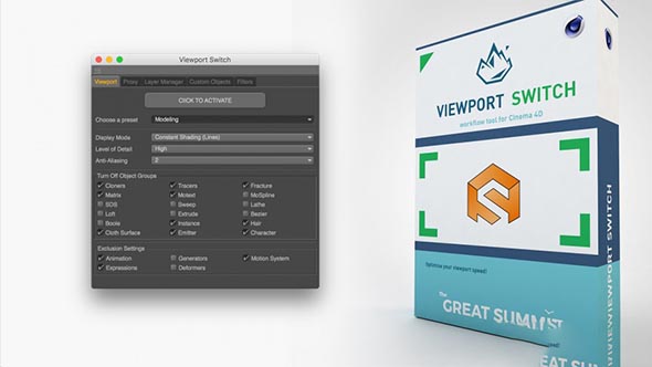 C4D插件-图层模型显示设置管理插件 TGS ViewportSwitch v1.0 C4D R16-R17