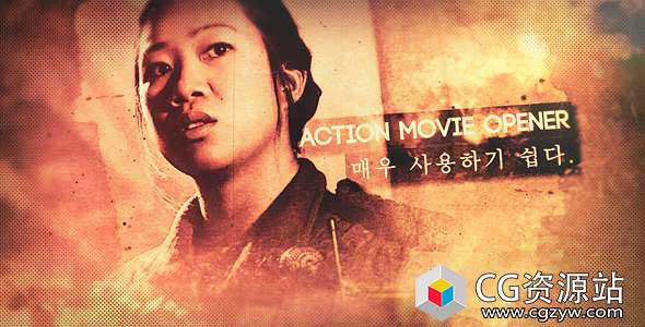 AE模板-时尚复古动作电影宣传片人物介绍定格片头 Action Movie Opener