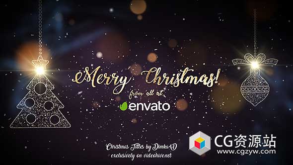 AE模板-金色粒子节日快乐问候圣诞节片头动画 Christmas