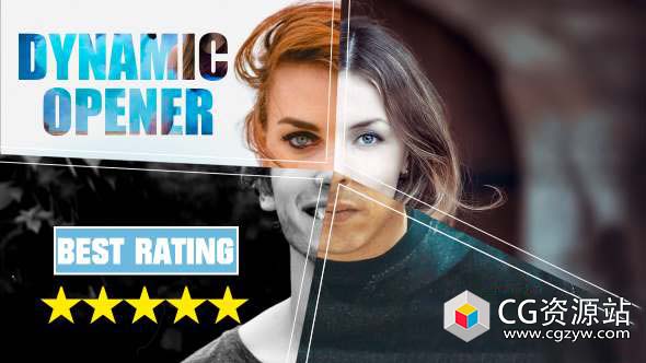 AE模板-快速动态分屏切割图片包装开场 Dynamic Opener Short Promo