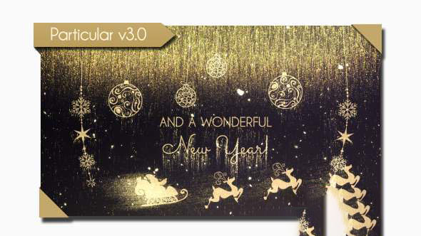 AE模板-庆祝圣诞节金色粒子片头 Golden Christmas Wishes