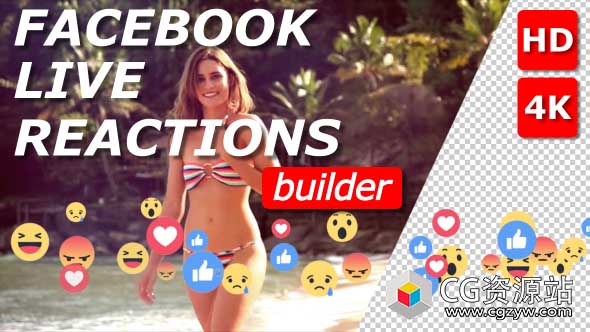 AE模板-社交网络卡通表情符号动画Facebook Live Reactions Builder