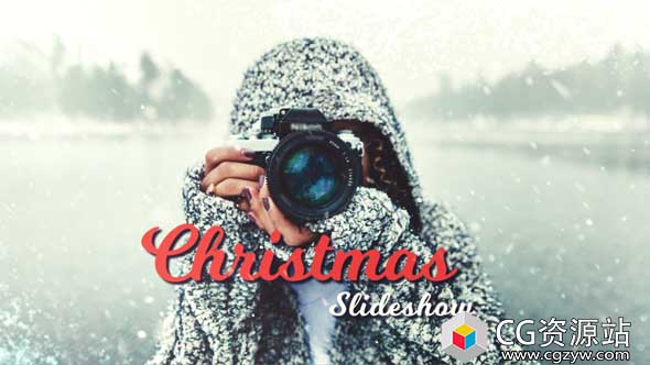 AE模板-圣诞幻灯片冬天雪花图片开场 Christmas Slideshow Winter Opener