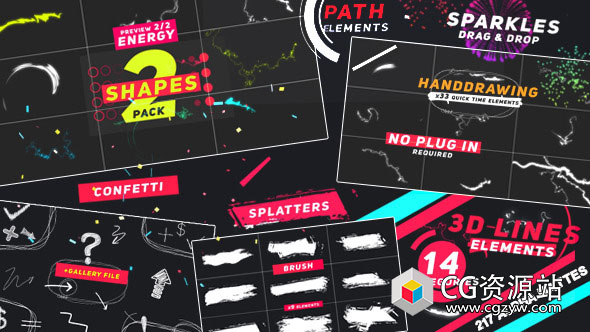 视频素材-217组14个不同类别卡通形状动画元素素材