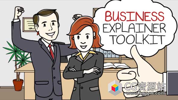 AE模板-手绘人物白板介绍商务场景MG动画片头业务讲解员工具包-图片1