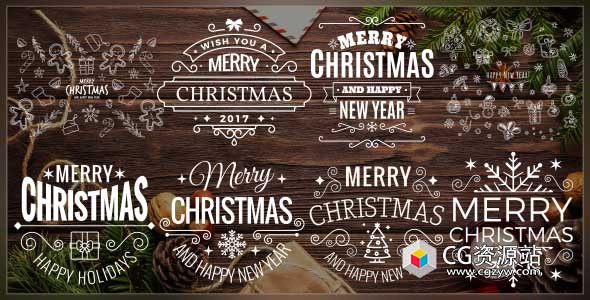 AE模板-4K分辨率圣诞节文字标题动画 Merry Christmas