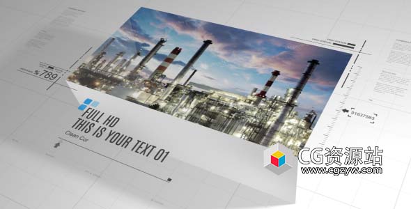 AE模板-简洁企业幻灯片科技感图片文字片头包装 + 背景音乐