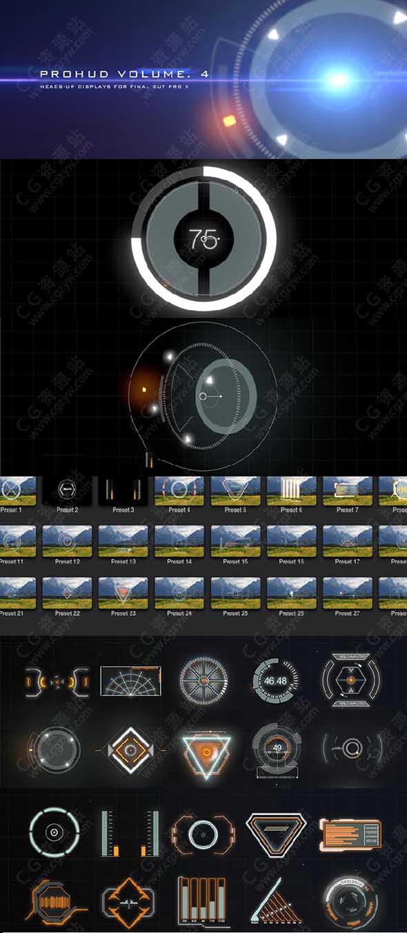 FCPX插件-高科技HUD屏幕科幻元素动画预设 PROHUD VOL.4-图片2