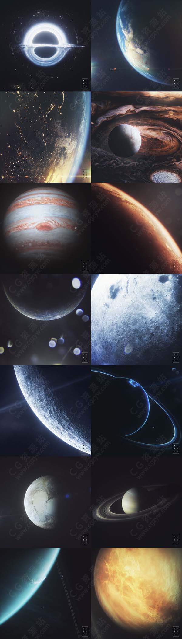 C4D模型工程9大太阳系行星黑洞星球地球模型-图片2