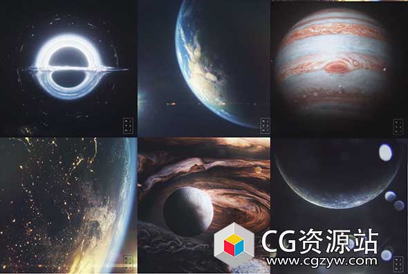 C4D模型工程9大太阳系行星黑洞星球地球模型-图片1