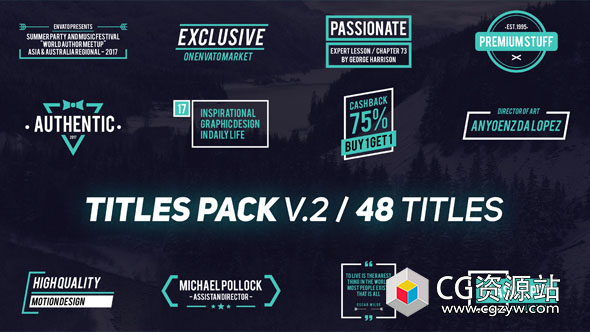 AE模板-现代时尚企业公司宣传字幕标题排版动画 包 V.2 titles-pack-v2