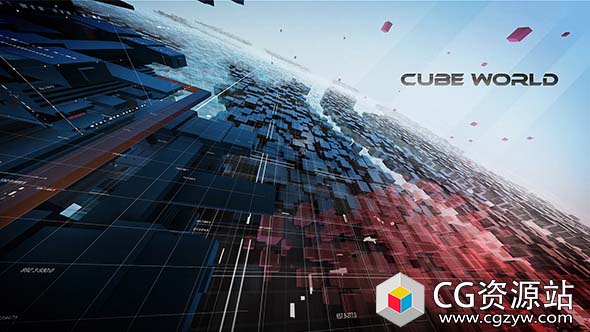 AE模板-E3D科技感三维方块新闻片头栏目包装 CubeWorld