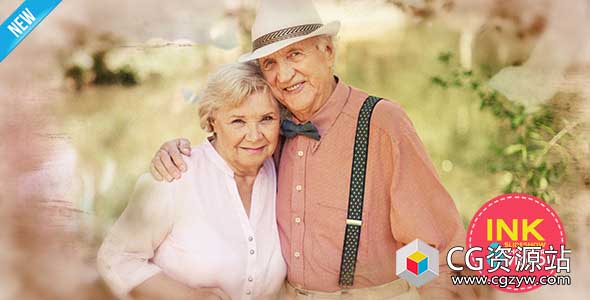 AE模板-墨迹幻灯片水墨遮罩温馨回忆图片开场 Ink Slideshow