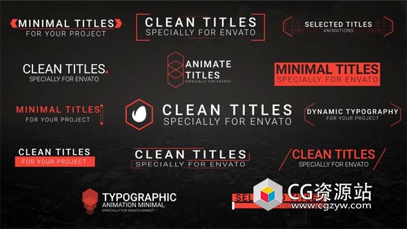 AE模板-14组企业介绍文字标题排版动画 Clean Titles