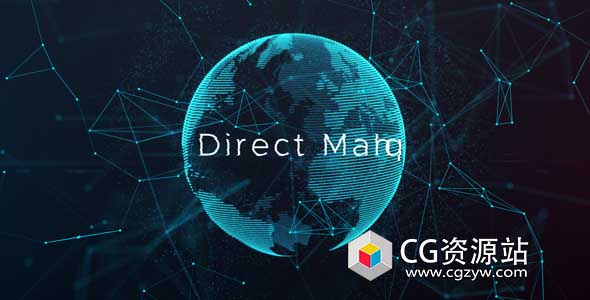 AE模板-数字故障文字标题科幻点线地球网络片头Plexus Earth Opener