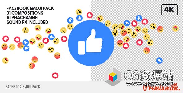 AE模板-社交媒体卡通表情动画 Facebook Emoji Pack