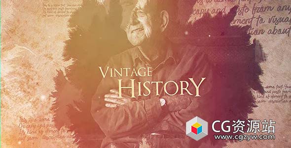 AE模板-历史回忆水墨散开复古图片开场 Vintage History