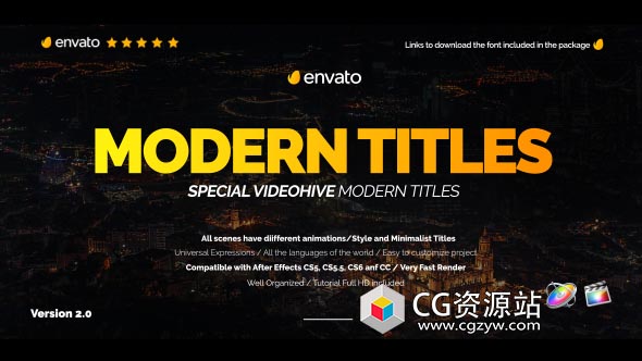 FCPX插件-20组优雅文字标题预设现代企业宣传片字幕条动画