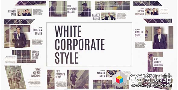 AE模板-图形遮罩公司时间轴宣传片头包装模板 Corporate White