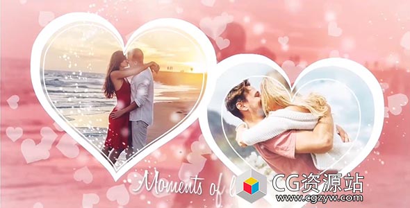 AE模板-情人节纪念日甜蜜温馨婚礼回忆相册开场片头Valentine’s Day