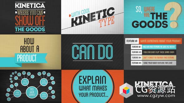 AE模板-酷炫动态文字排版创意片头动画 Kinetica