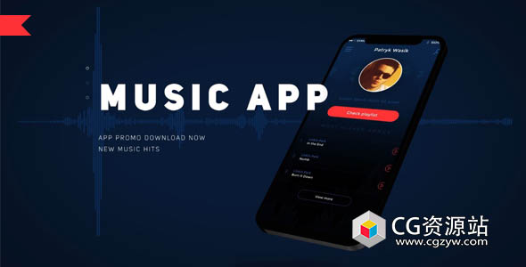 AE模板-iPhone X音乐应用程序促销演示APP展示介绍动画 Music App Promo Presentation