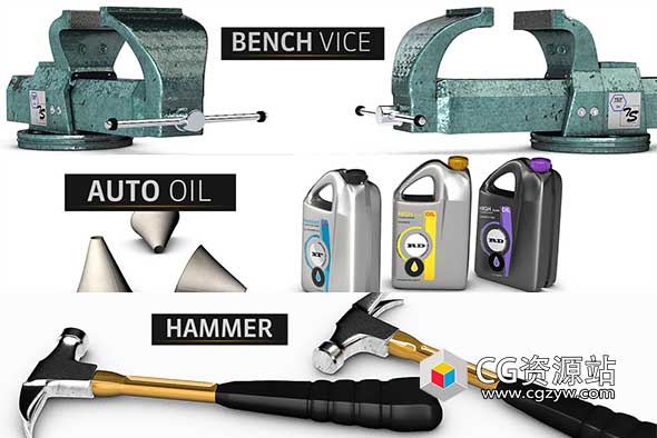 C4D模型预设-车库机械师现场元素包The Pixel Lab – Garage Pack For C4D