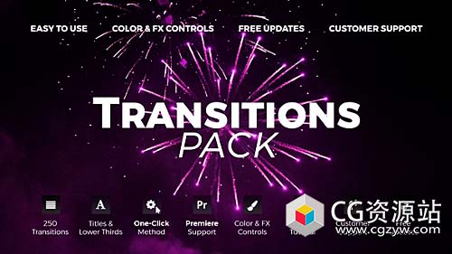 AE模板-250组摄像机推拉模糊图形信号损坏笔刷水墨视频转场