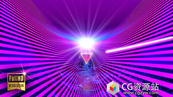 视频素材-vj复古电子舞台眩光素材 VJ 80’s Triangles