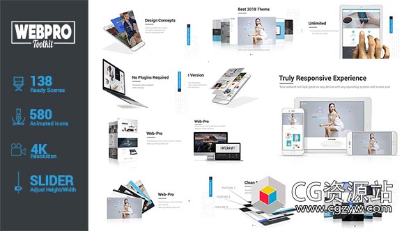 AE模板-网络专业版网站手机iPad主题演示宣传展示动画 Web Pro