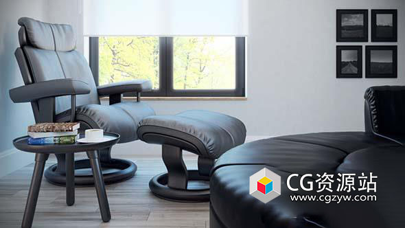 3D家具皮革沙发布艺沙发扶手椅木椅模型(C4D+C4D VRAY格式)CGAxis Models Volume 75 Furniture VI