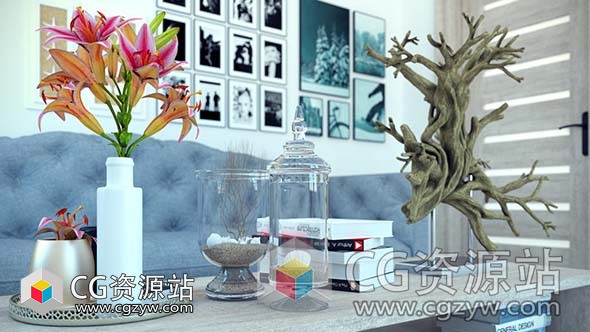 现代室内装饰品道具三维模型包(C4D/MAX/FBX/OBJ格式)CGAxis Models Volume 83 Decorations