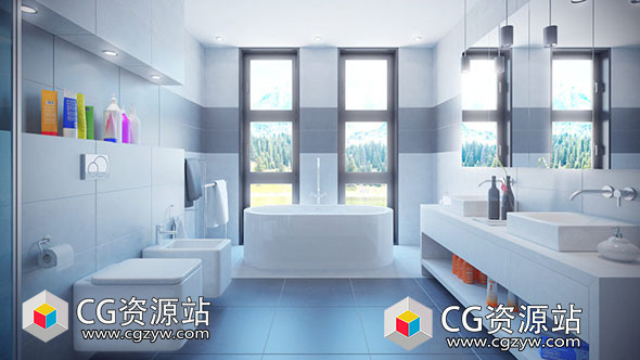 现代室内各种浴室装置三维模型包(C4D/MAX/FBX/OBJ格式)CGAxis Models Volume 84 Bathrooms III