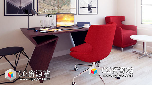 3D办公家具桌子橱柜椅子转椅模型(C4D+C4D VRAY格式)CGAxis Models Volume 80 Office Furniture II