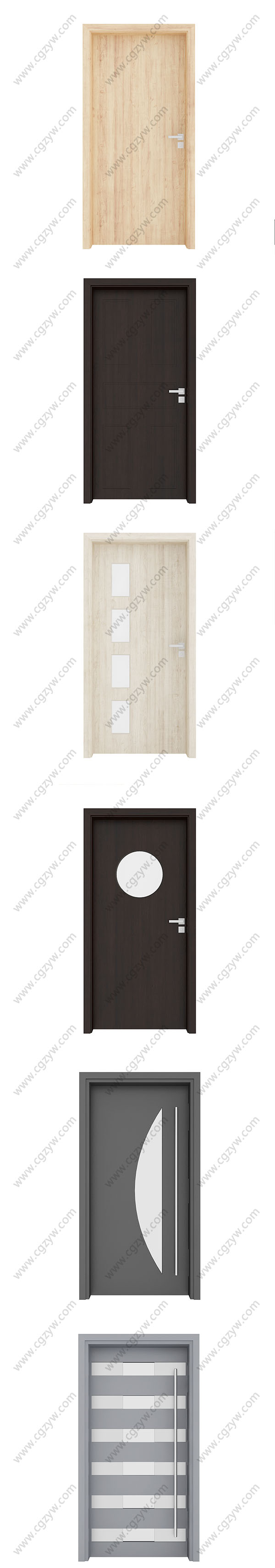 3D室内木门单和双玻璃门模型(C4D+C4D VRAY格式)CGAxis Models Volume 79 Doors II-图片2