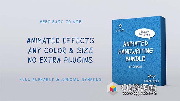 AE模板+脚本字母表动画手写包排版Animated Handwriting Bundle